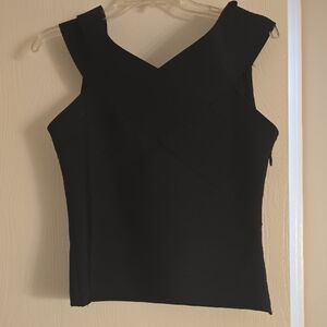 Nicole Miller Black Cross-Back Tank Top